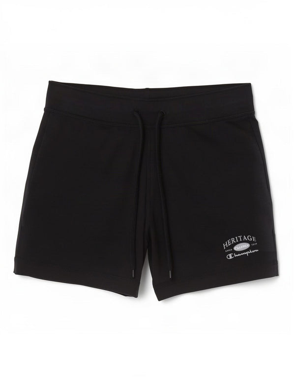 Champion Womens Heritage Sport Shorts UK 10 Small Black Cotton