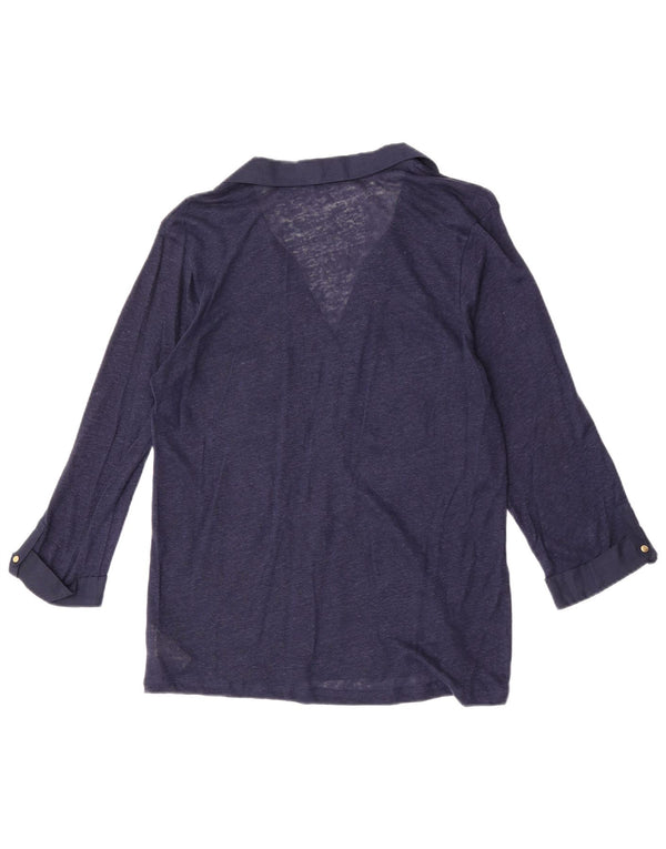 Massimo Dutti damebluse med 3/4 ærmer pullover skjorte UK 18 XL marineblå