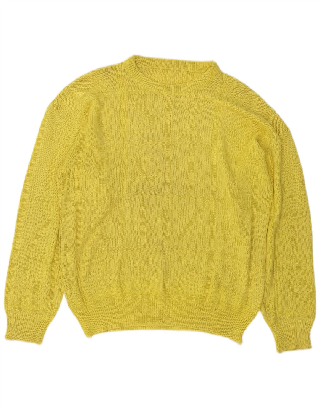 Vintage herre sweater med rund hals, medium gul