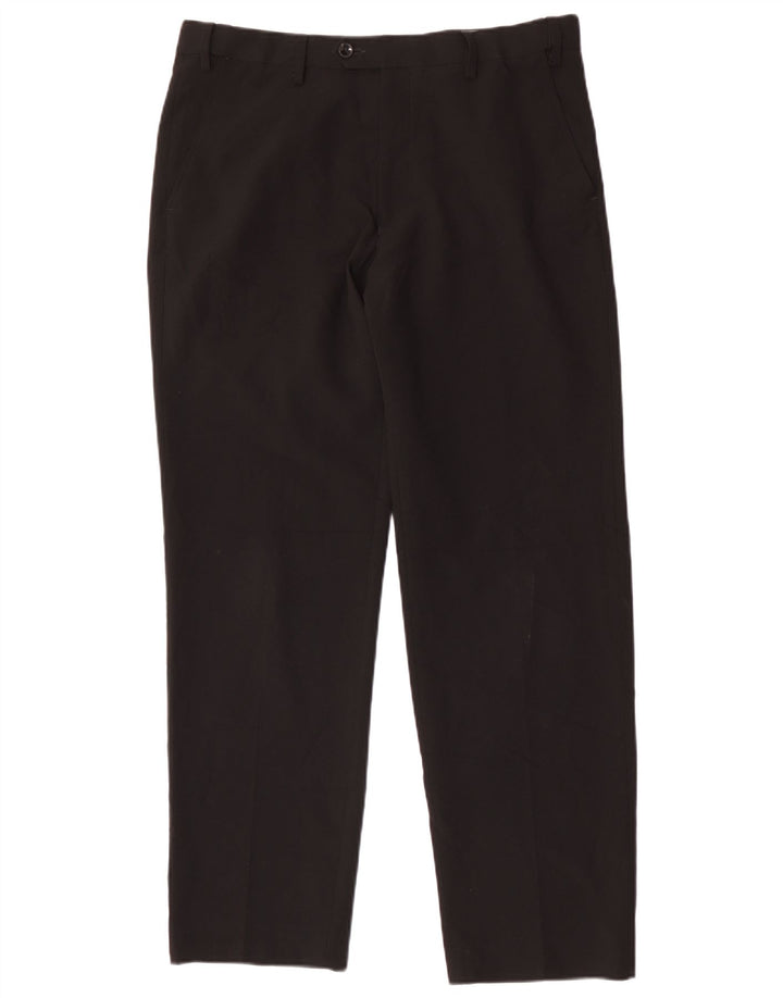 Marks & Spencer Herre Straight Regular Suit Bukser W34 L31 Sort Polyester