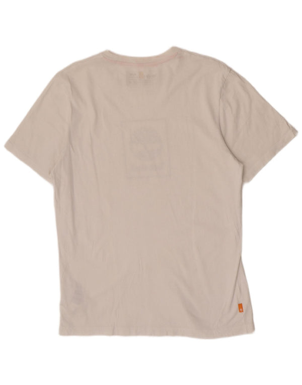 Timberland Herre Regular Fit Grafisk T-shirt Top Medium Hvid Bomuld