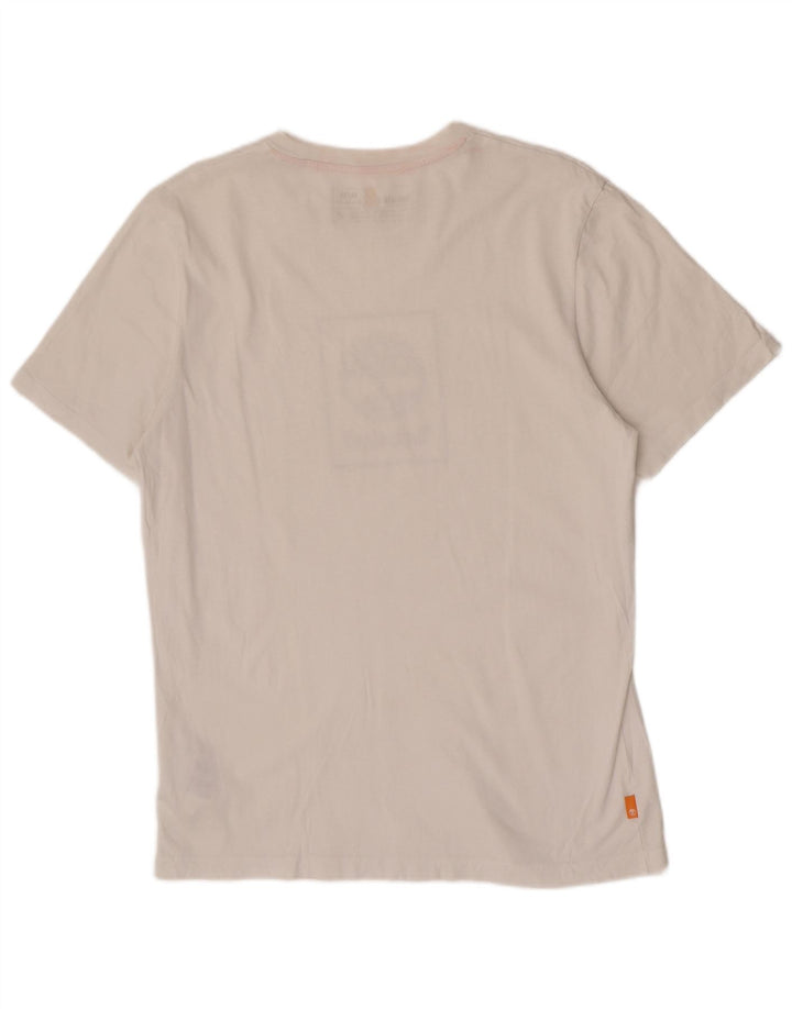Timberland Herre Regular Fit Grafisk T-shirt Top Medium Hvid Bomuld