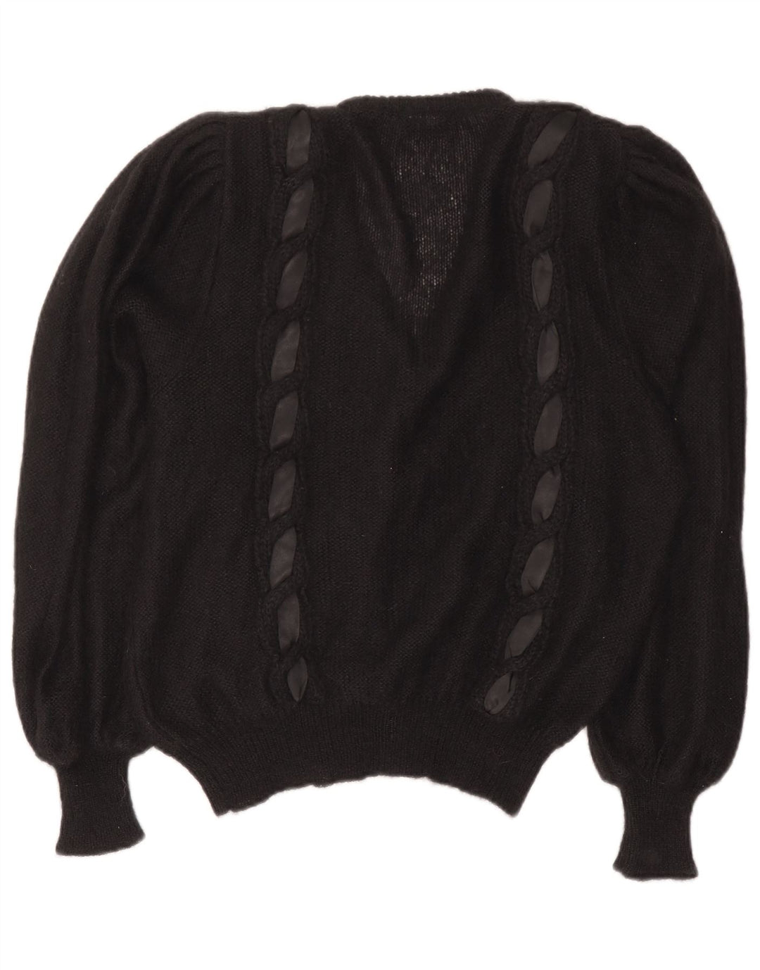 Vintage dame cardigan sweater EU 40 Medium Black Mohair