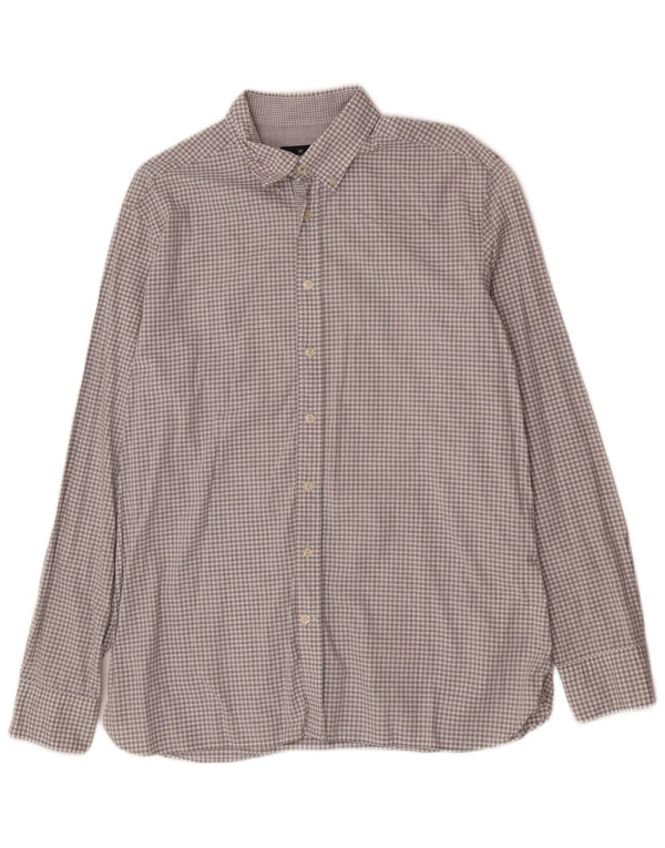 Hackett Herre Slim Fit skjorte Stor grå ternet bomuld