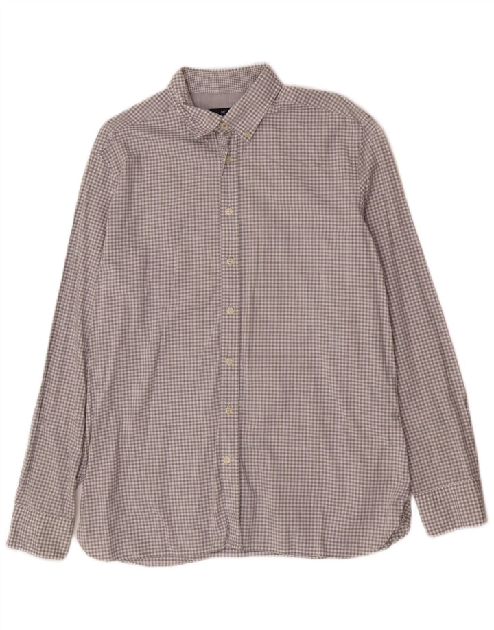Hackett Herre Slim Fit skjorte Stor grå ternet bomuld