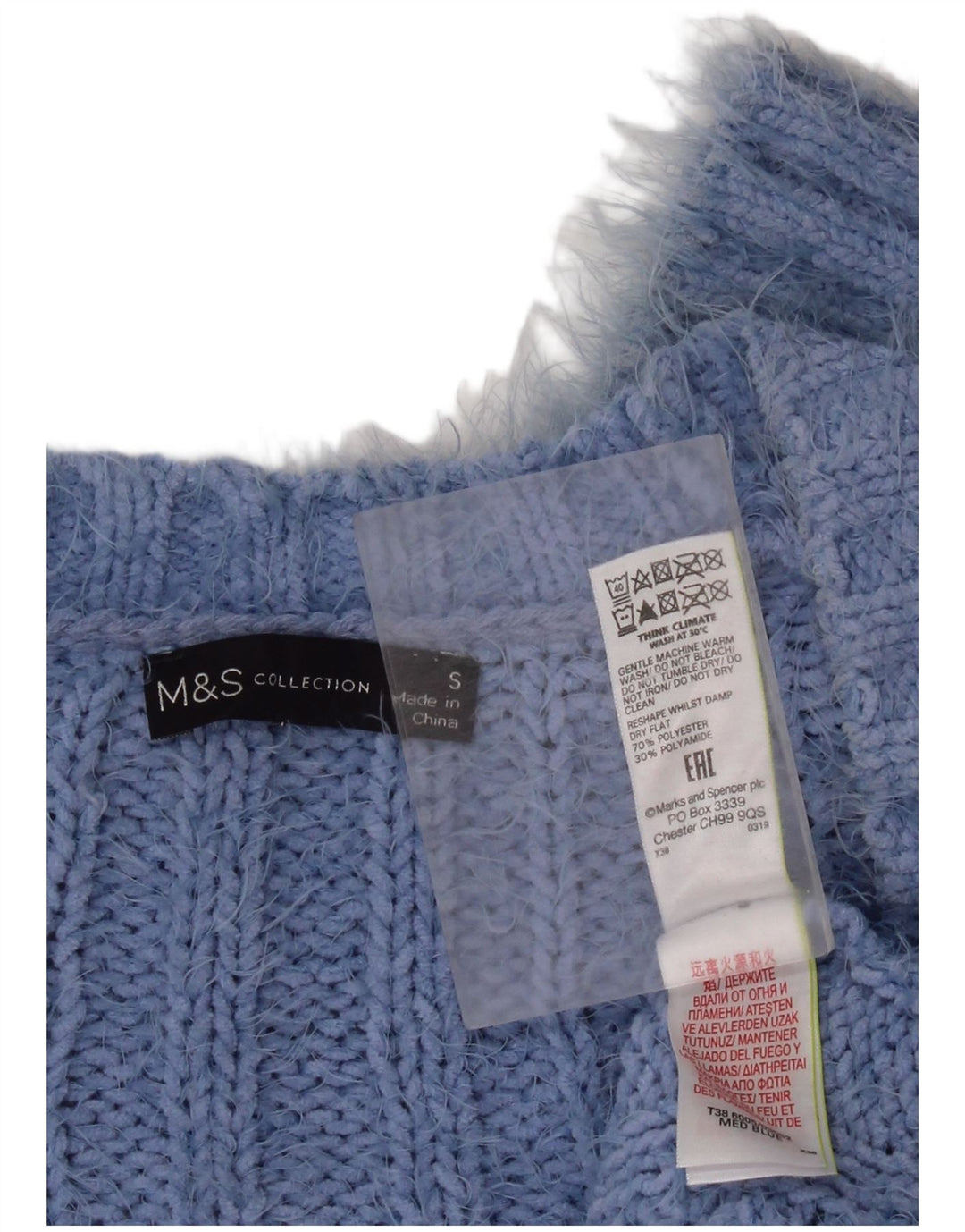 Marks & Spencer Womens Oversized Cardigan Sweater UK 10 Small Blue