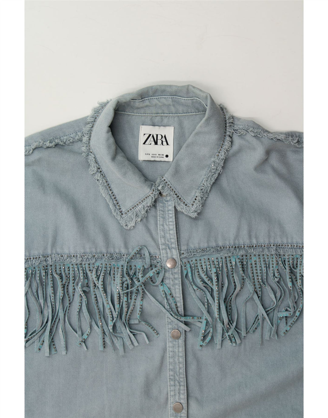 ZARA Womens Oversized Denim Shirt UK 10 Small Blue Vintage Zara and Second-Hand Zara from Messina Hembry 