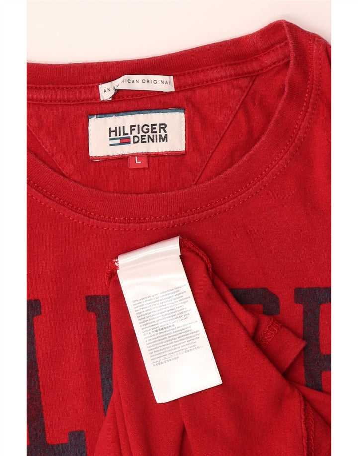 TOMMY HILFIGER Mens Graphic T-Shirt Top Large Red Cotton
