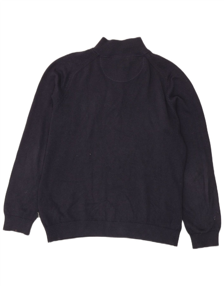 Fynch Hatton Herre Zip Neck Jumper Sweater XL Navy Blue Bomuld