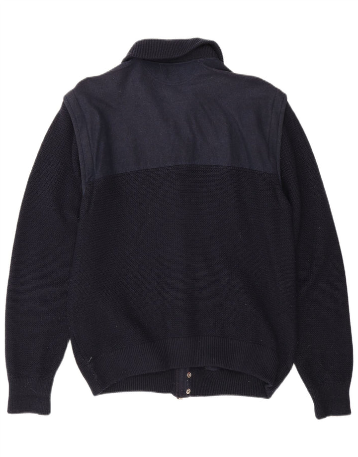Loli Wolf Herre Yachting Cardigan Sweater Medium Navy Blue Colourblock Uld