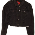 Guess Womens Distressed Crop denimjakke UK 12 Medium Black Bomuld