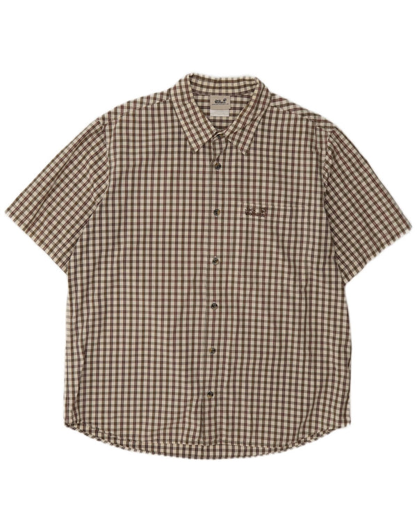 Jack Wolfskin Herre kortærmet Regular Fit skjorte UK 44/46 XL brun ternet