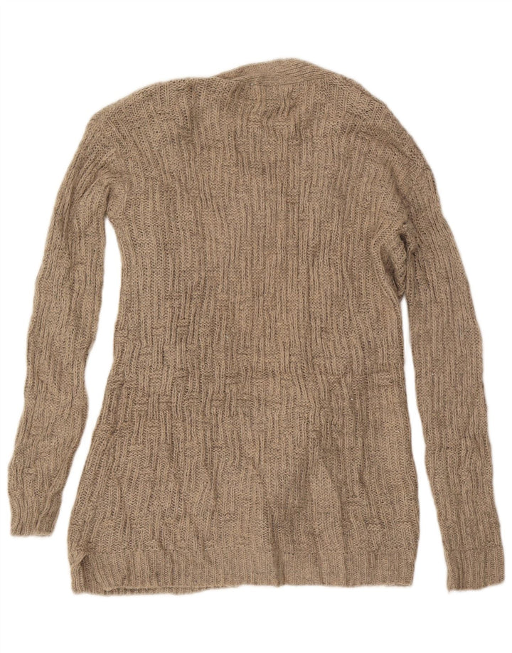MOSSIMO Womens Longline Open Cardigan Sweater UK 14 Medium Beige Akryl