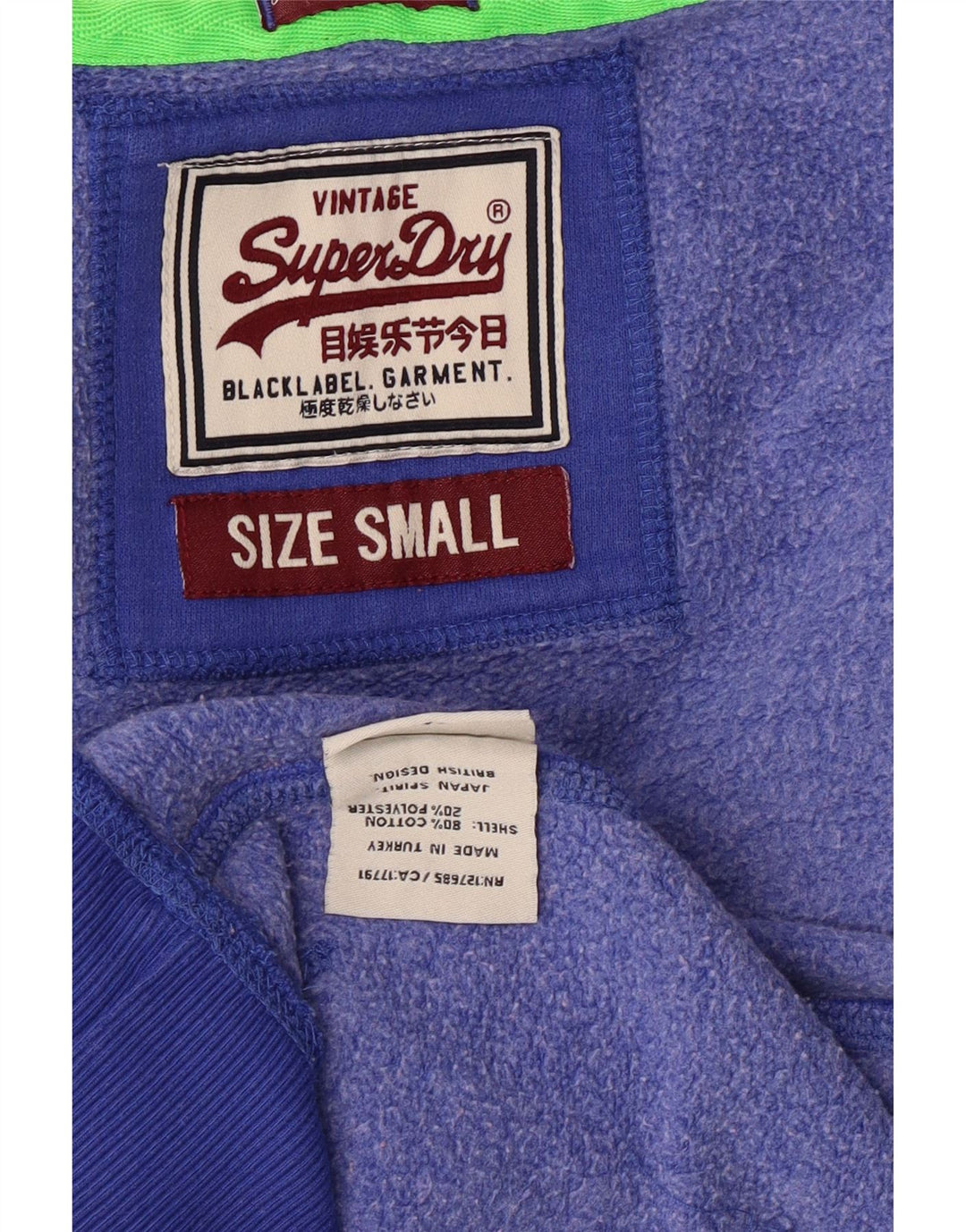 SUPERDRY Grafisk hættetrøje til kvinder UK 10 Lille blå bomuld