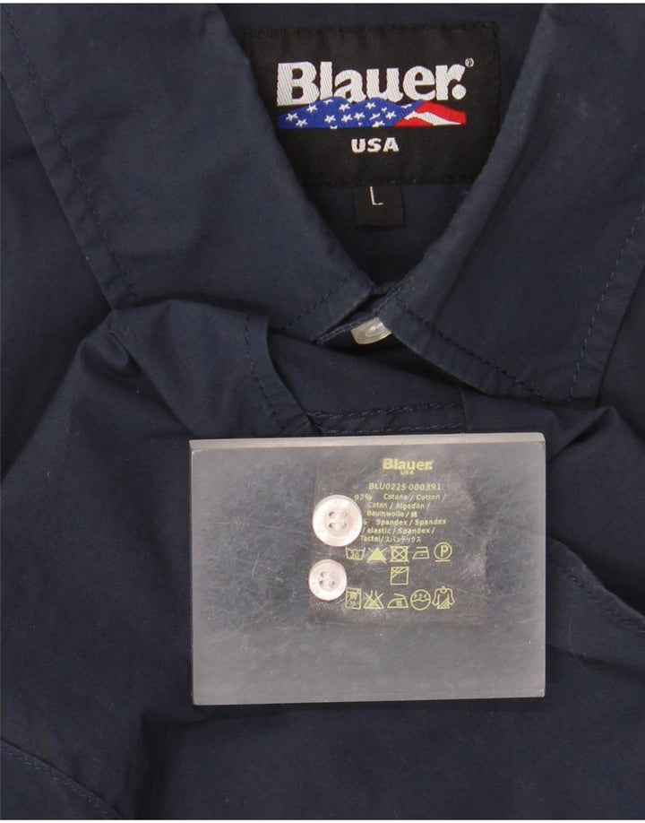 Blauer Herre Militærskjorte Stor marineblå bomuld