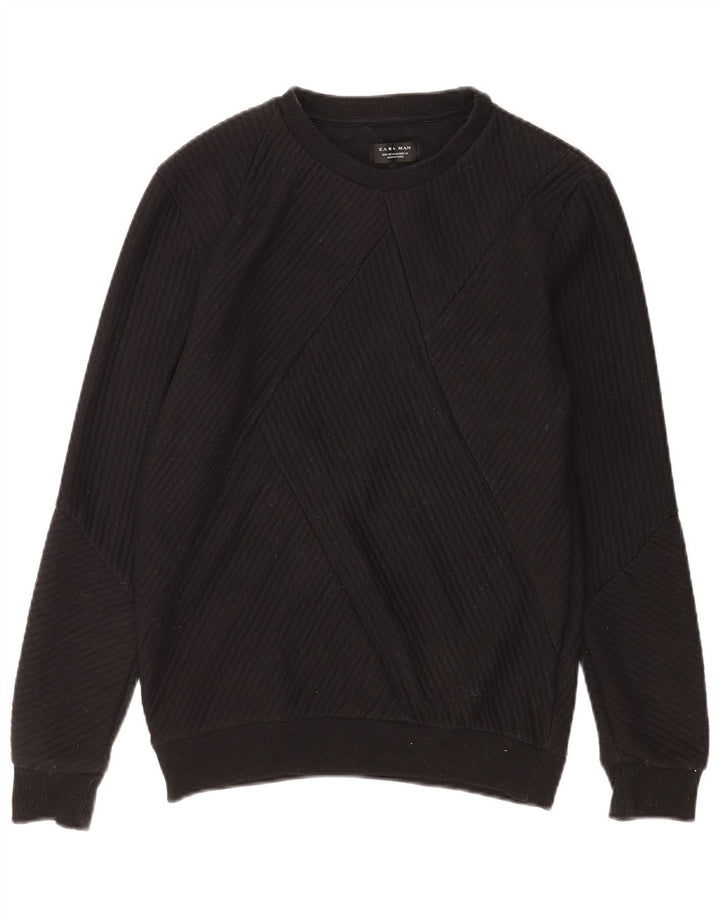 Zara Herre Sweatshirt Jumper Medium Sort Bomuld