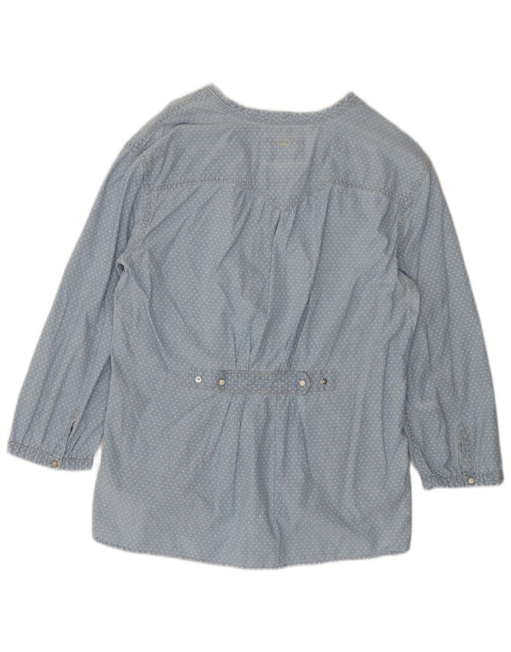 Levi's Dame 3/4 ærmet bluse top UK 16 Stor blå plettet bomuld