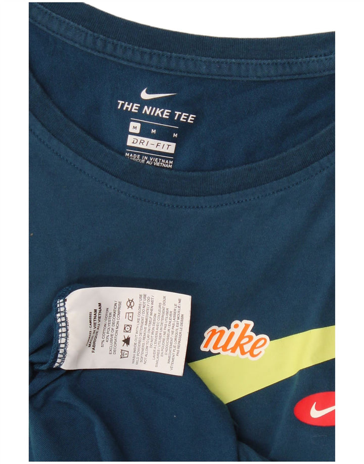 Nike Dame Dri Fit Grafisk Vest Top UK 12 Medium Navy Blue Bomuld