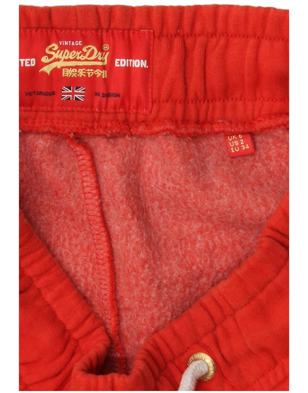 SUPERDRY Grafisk træningsdragt bukser til kvinder Joggers UK 6 XS Rød Colourblock