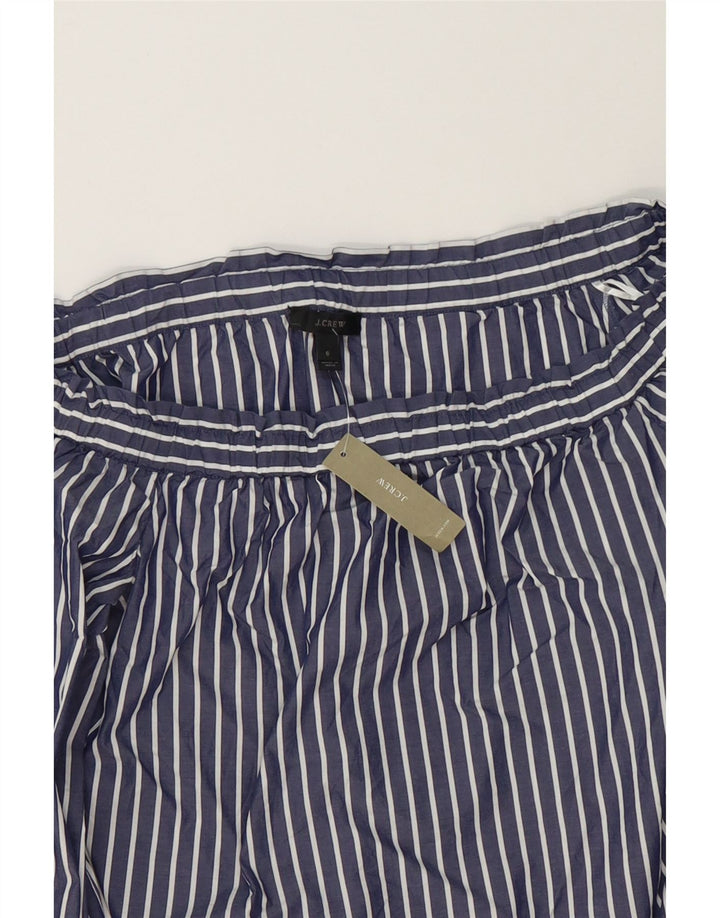 J. CREW Womens Crop Off Shoulder Top US 6 Medium Navy Blue Striped Cotton Vintage J. Crew and Second-Hand J. Crew from Messina Hembry 