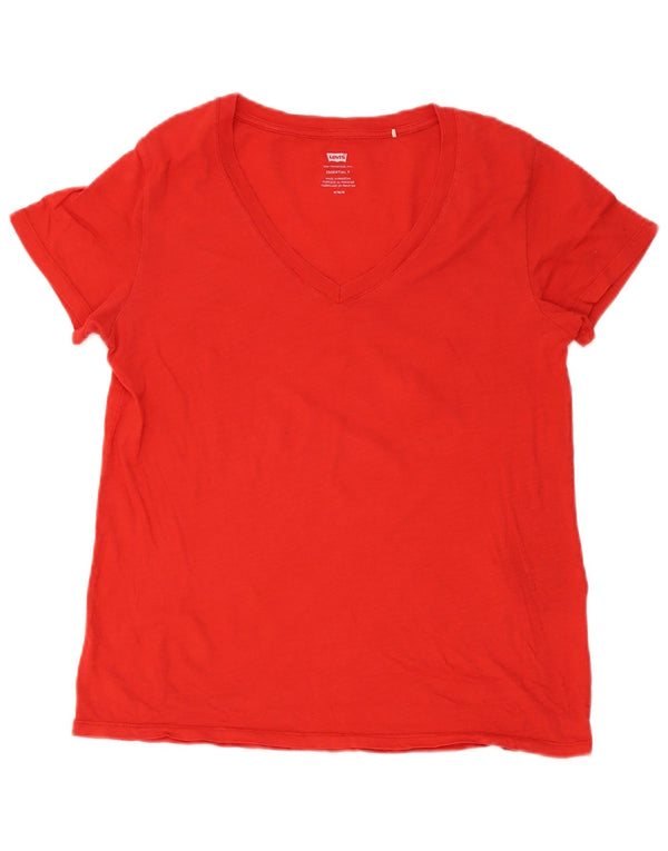 Levi's Dame T-Shirt Top UK 14 Medium Rød Bomuld