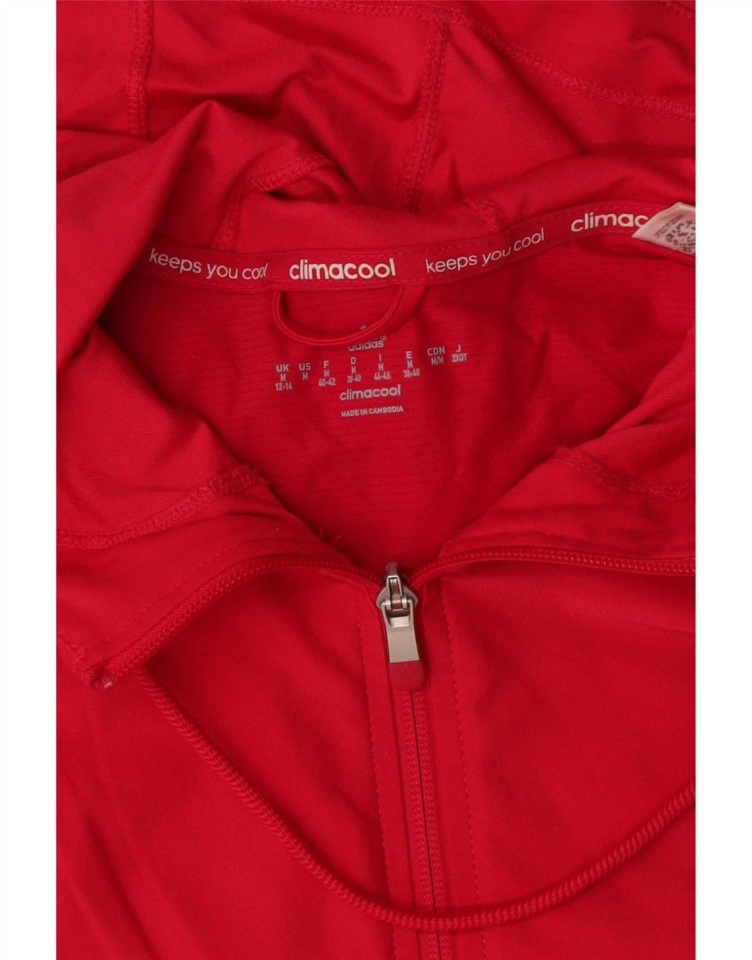 Adidas Dame Climacool Hættetrøje Sweater med lynlås UK 12/14 Medium Rød Polyester
