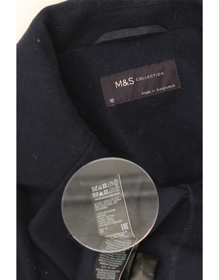 Marks & Spencer Dame Oversized Overfrakke UK 10 Small Navy Blue Polyester