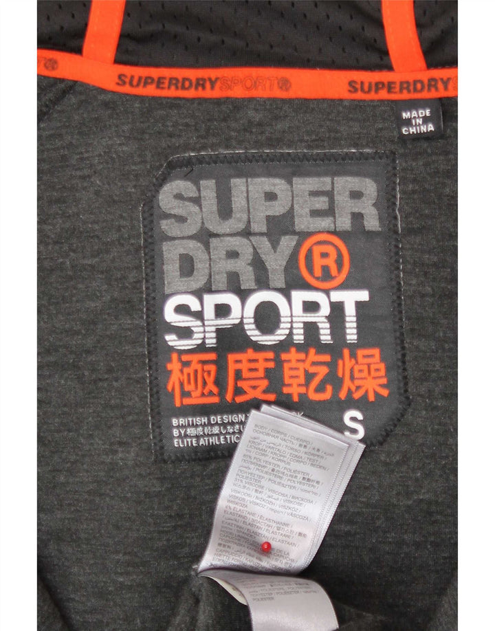 Superdry Herre grafisk hættetrøje med lynlås, lille grå polyester