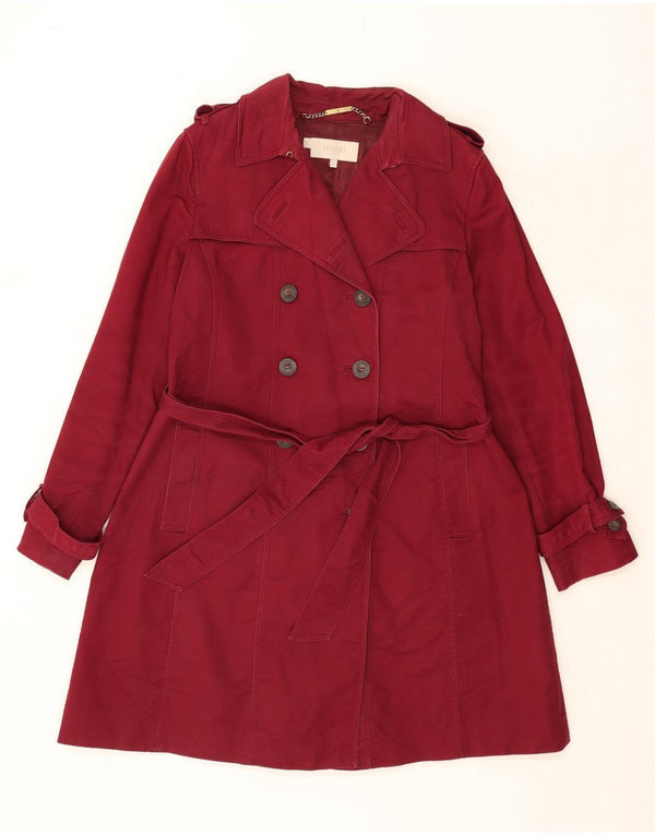 Hobbs Dame Trench Coat UK 14 Stor Bourgogne Bomuld
