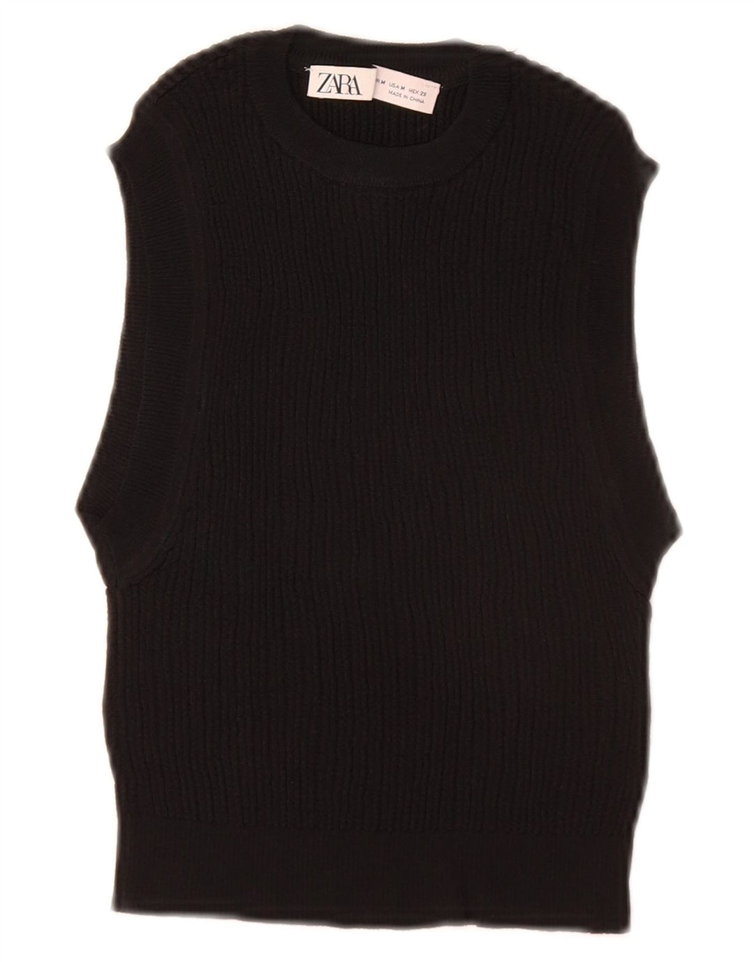 ZARA Dame Crop Vest Tank Top UK 12 Medium Sort