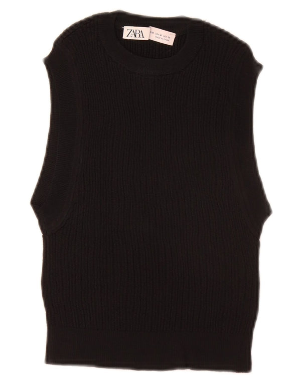 ZARA Dame Crop Vest Tank Top UK 12 Medium Sort