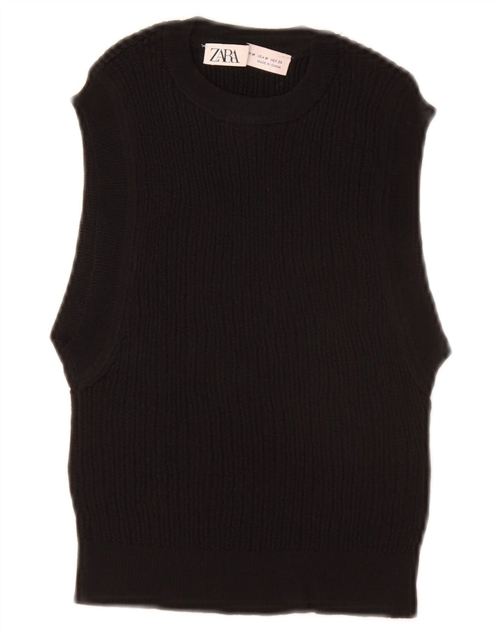 ZARA Dame Crop Vest Tank Top UK 12 Medium Sort