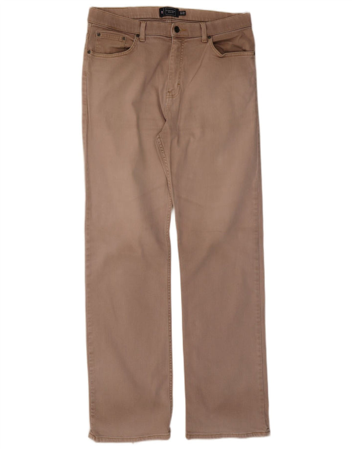 Marks & Spencer Herre Blue Harbor Straight Jeans W36 L33 Beige Bomuld