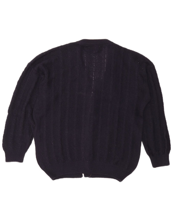 Vintage herre cardigan sweater Stor marineblå bomuld