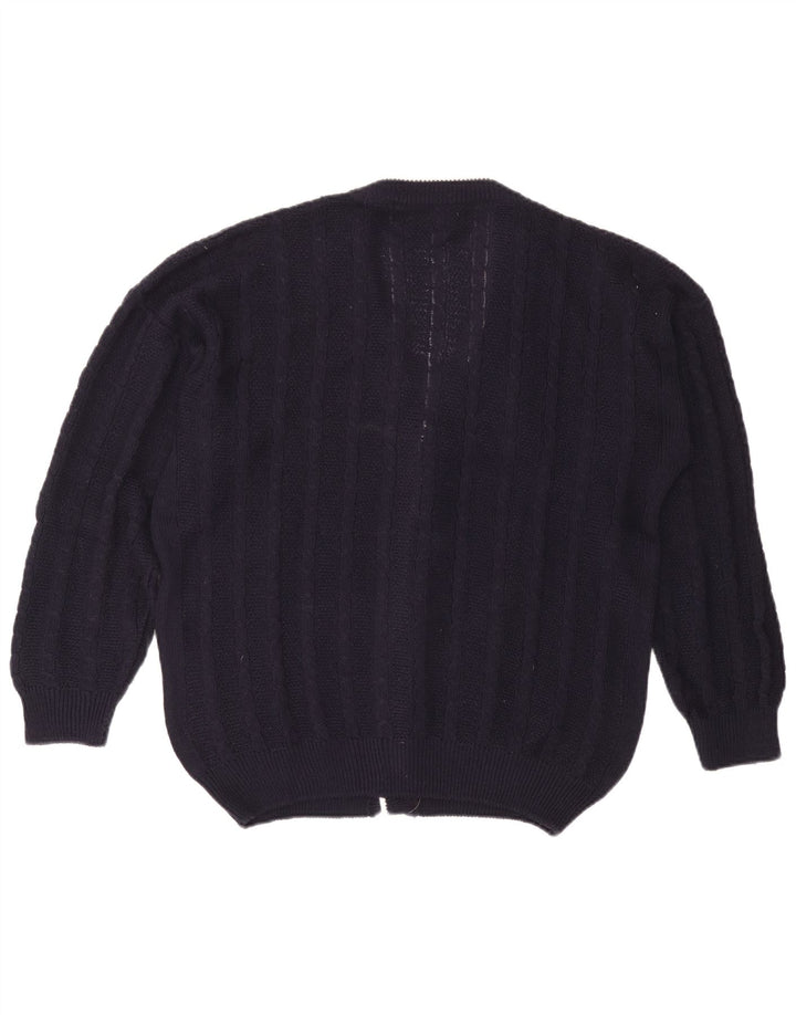 Vintage herre cardigan sweater Stor marineblå bomuld