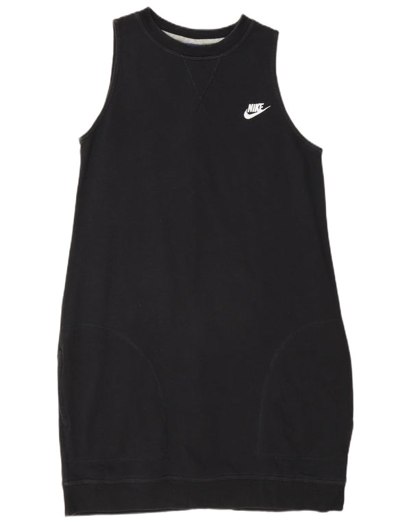 Nike Dame Ærmeløs Sweatshirt Jumper Dress UK 14 Stor Sort Bomuld