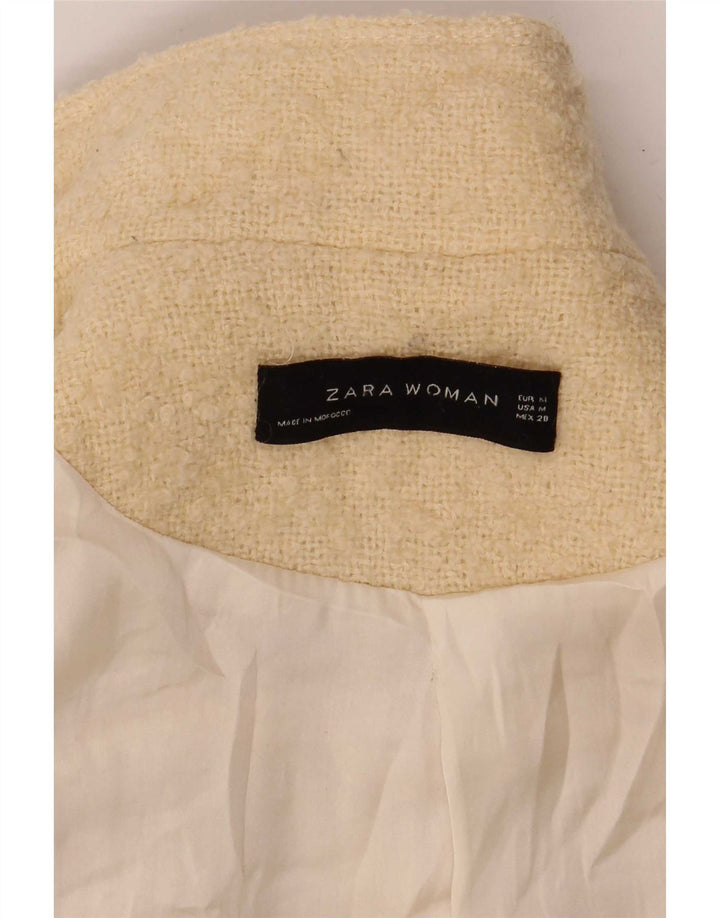 Zara Dame Overfrakke UK 12 Medium Off White