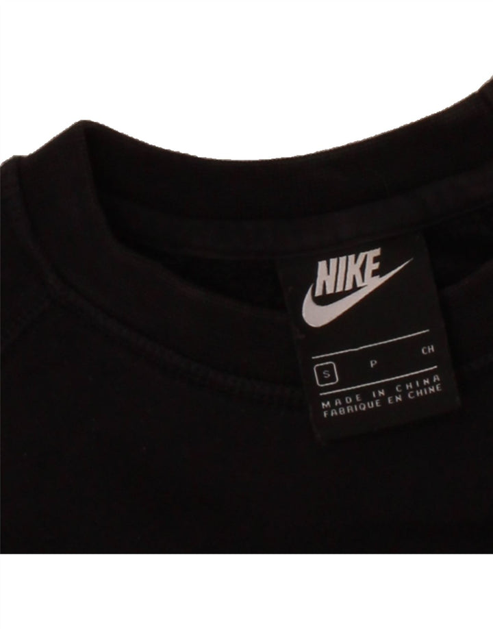 NIKE Womens Oversized Crop Graphic Sweatshirt Jumper UK 10 Small Black Vintage Nike and Second-Hand Nike from Messina Hembry 