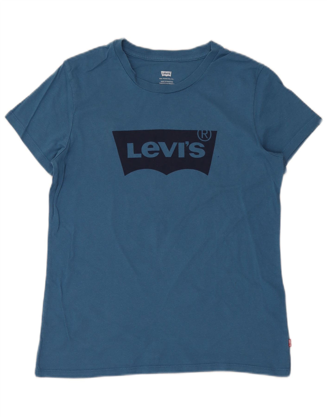 LEVI'S Dame Grafisk T-Shirt Top UK 10 Lille Blå Bomuld