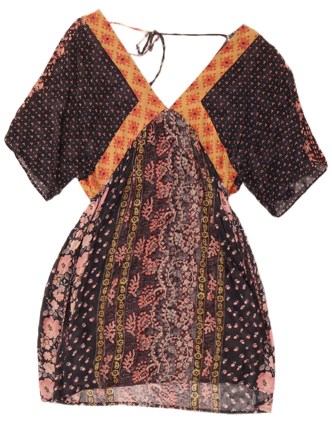 Zara Womens Kaftan Dress UK 12 Medium Black Floral