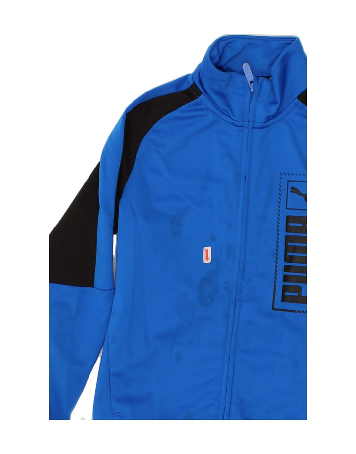 PUMA Boys Graphic Tracksuit Top Jacket 9-10 Years Medium Blue Colourblock Vintage Puma and Second-Hand Puma from Messina Hembry 