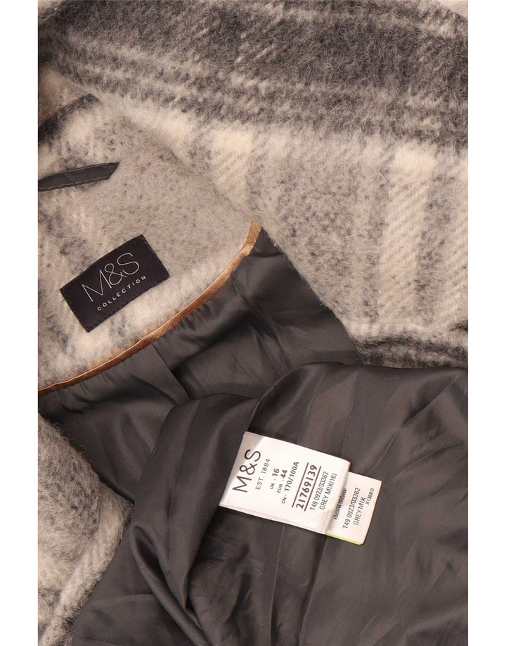 Marks & Spencer dobbeltradet frakke til kvinder DK 16, stor grå ternet