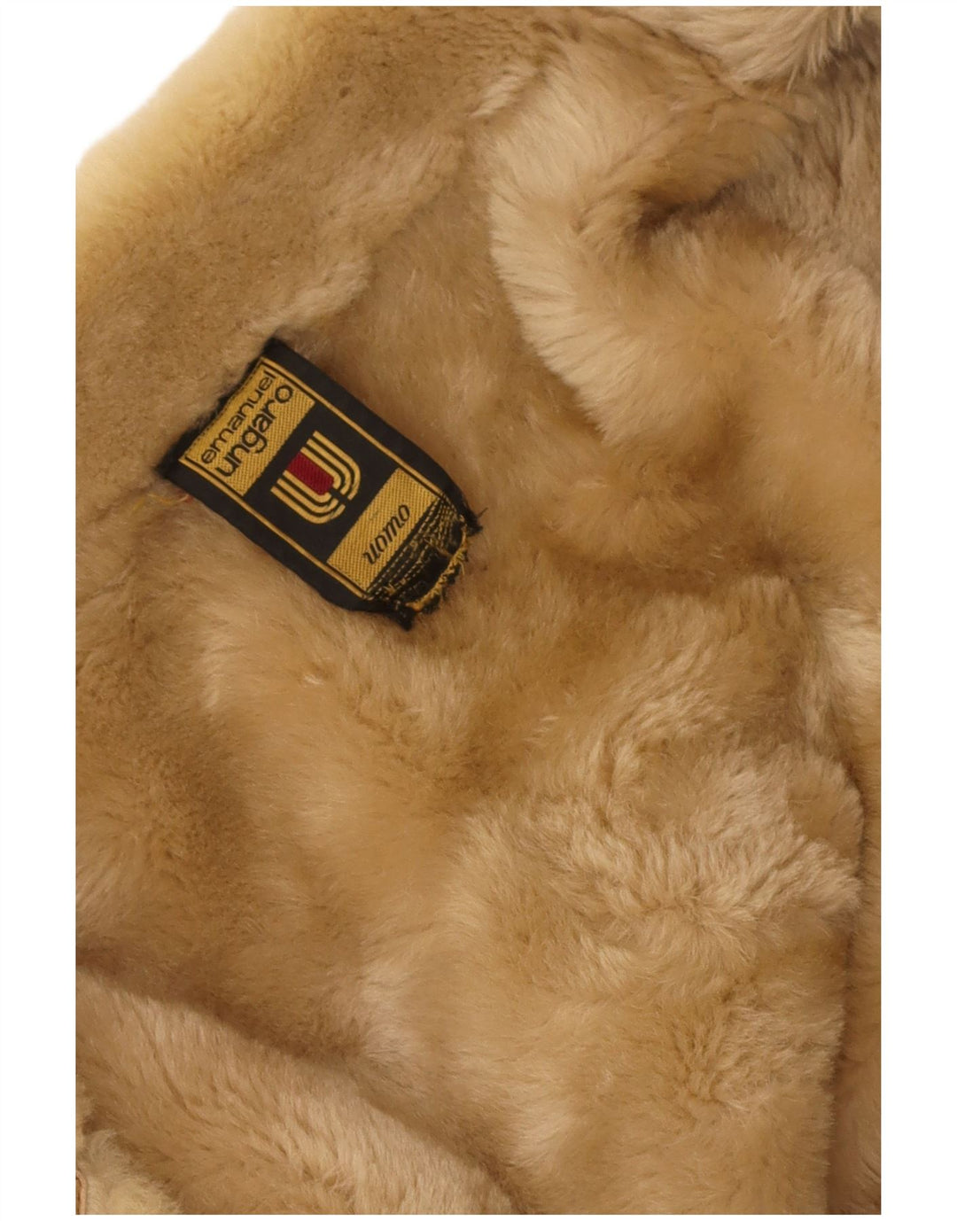 Emanuel Ungaro Herre Shearling Overfrakke UK 38 Medium Beige