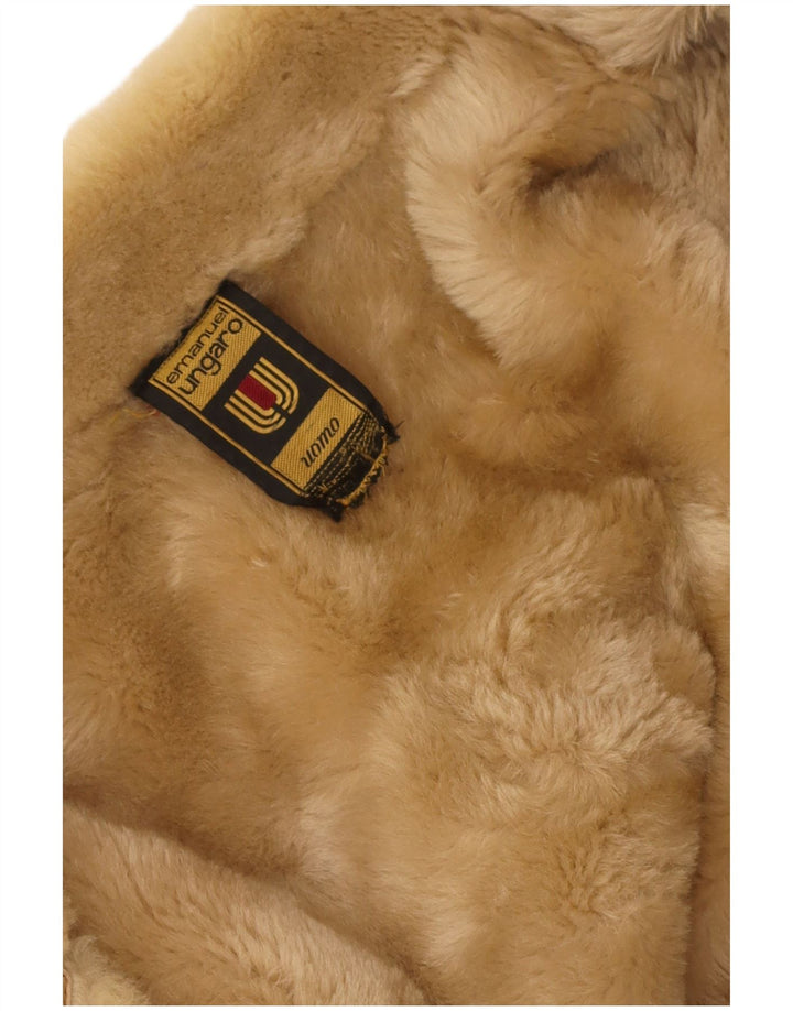 Emanuel Ungaro Herre Shearling Overfrakke UK 38 Medium Beige