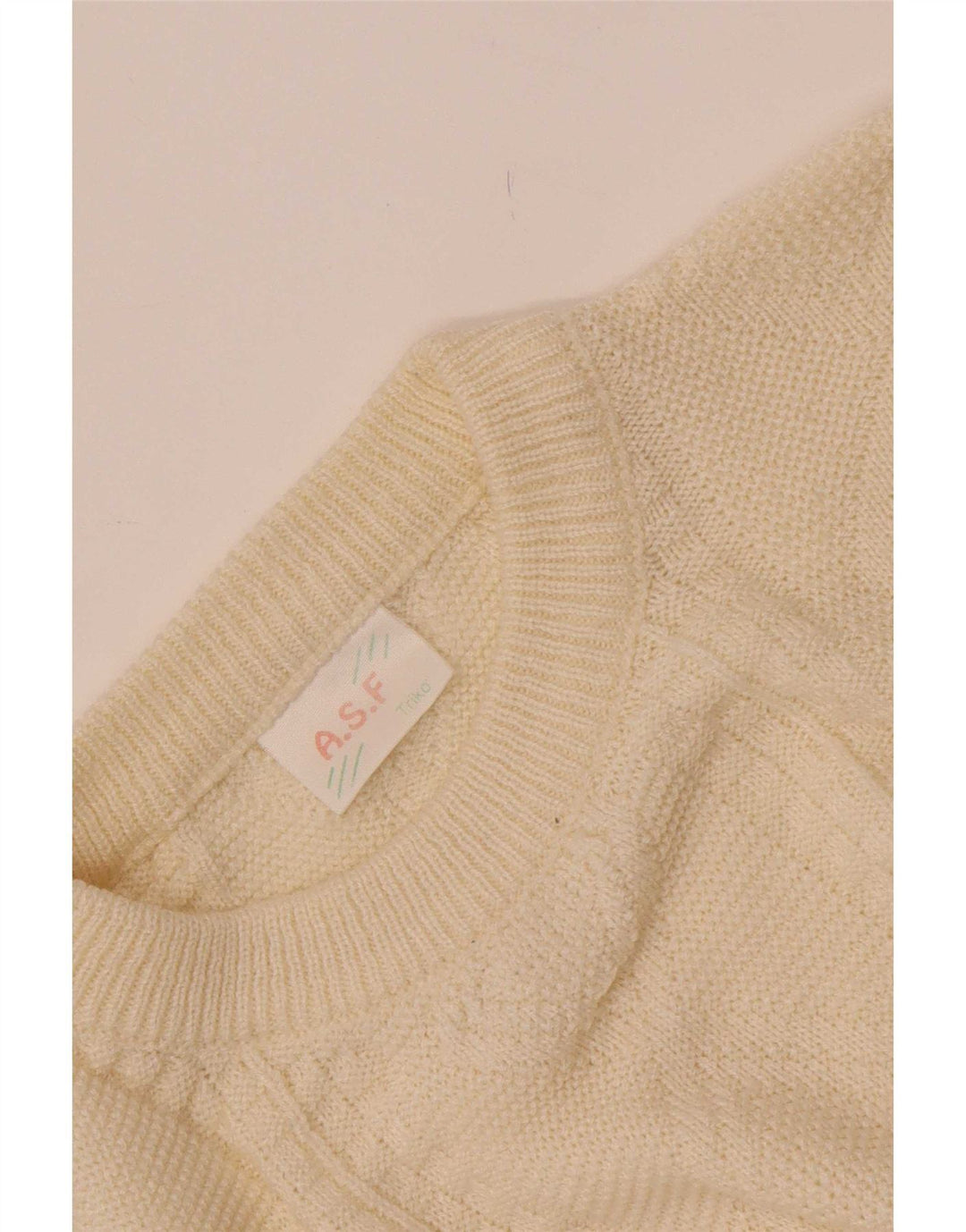 A.S.F Herre sweater med rund hals, medium off white