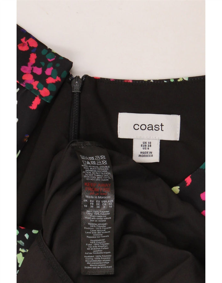 COAST Dame 3/4 ærmet Skift Kjole UK 10 Small Multicolored Spotted