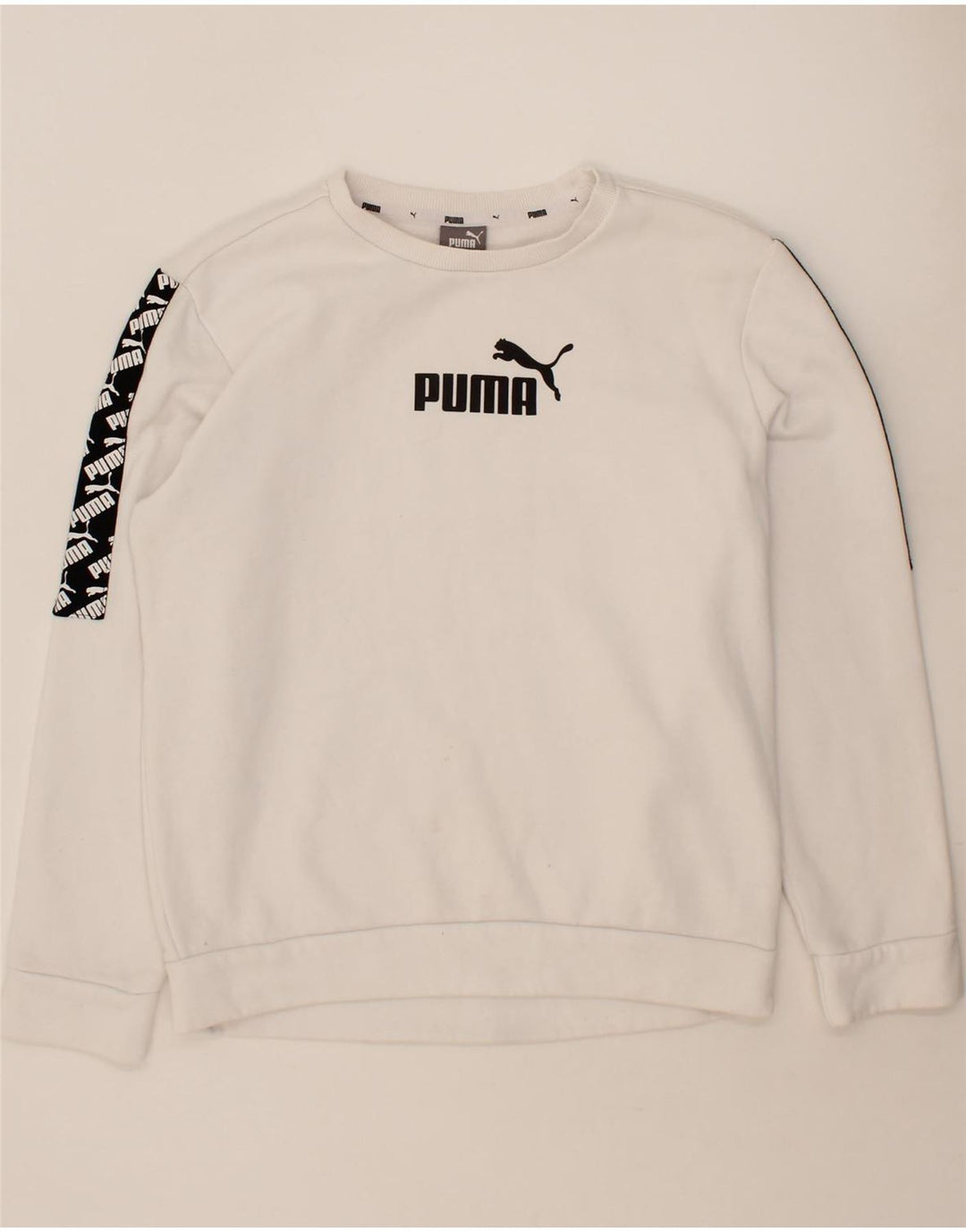 PUMA Mens Graphic Sweatshirt Jumper Small White Cotton Vintage Puma and Second-Hand Puma from Messina Hembry 