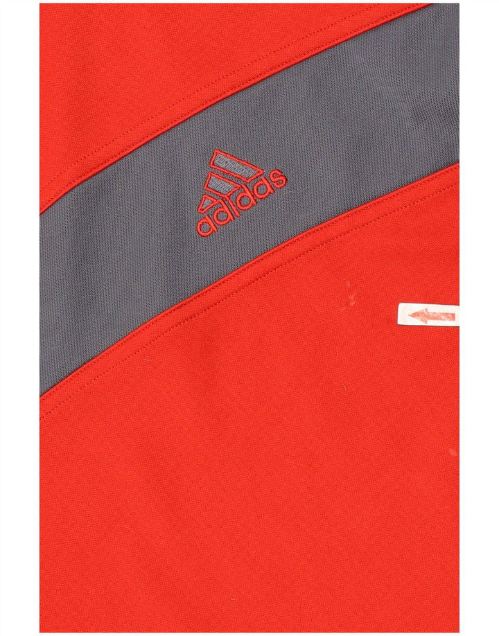 ADIDAS Herre T-Shirt Top UK 42/44 Stor Rød Colourblock Polyester