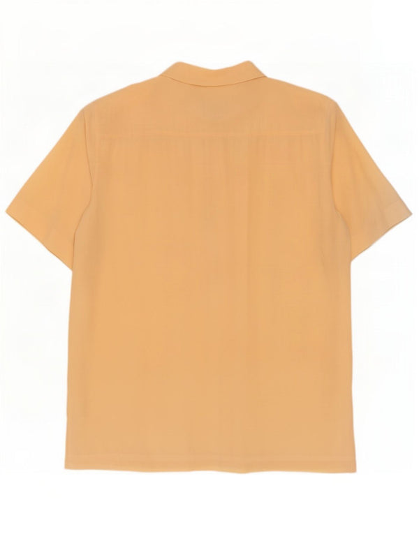 Luisa Spagnoli Womens Short Sleeve Shirt Blouse UK 18 XL Yellow Silk