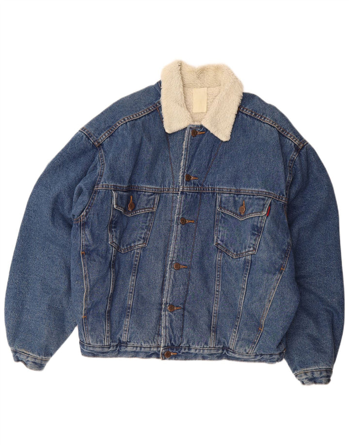 Vintage Herre Denim Sherpa Jacket UK 42 XL Blå